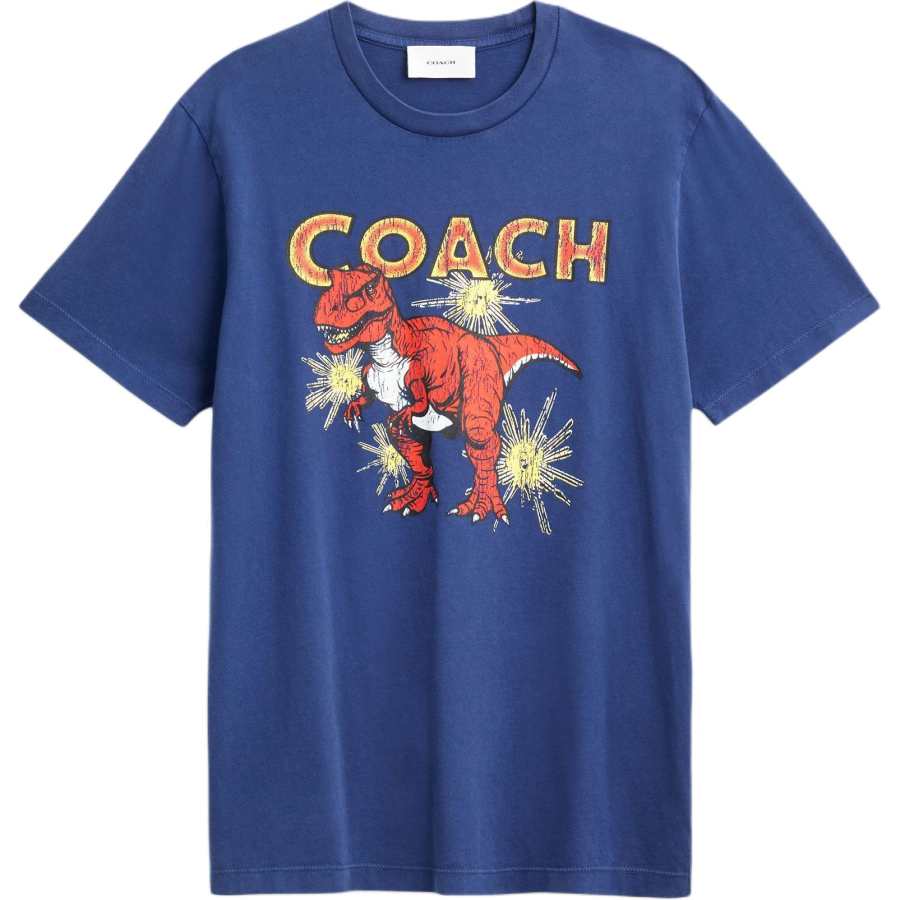 COACH COACH T Shirts Men's Blue Crew Neck Moderate