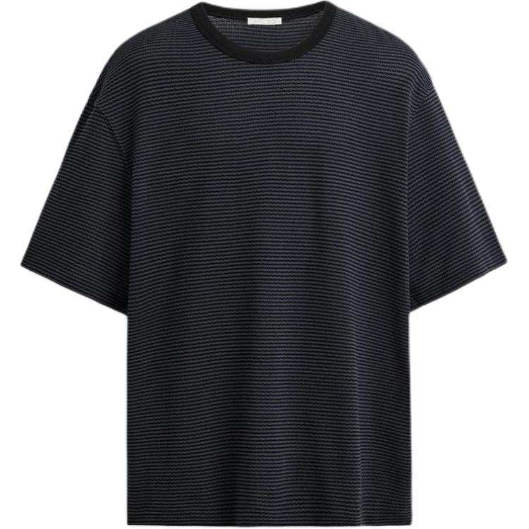 ZARA T Shirts Men's Blue/Black Crew Neck Moderate