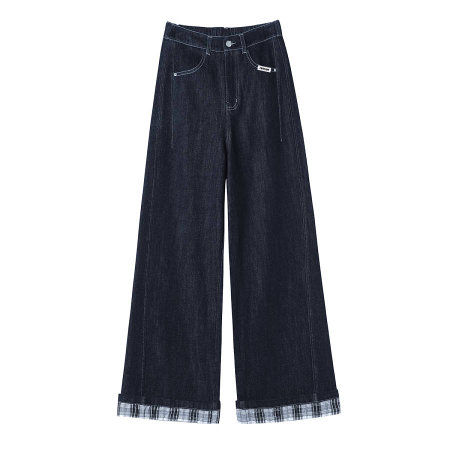 Tonlion Jeans Women's Denim Blue Tn45 Black White TangLion Pants Left Pocket Label Moderate Straight Fit Pants