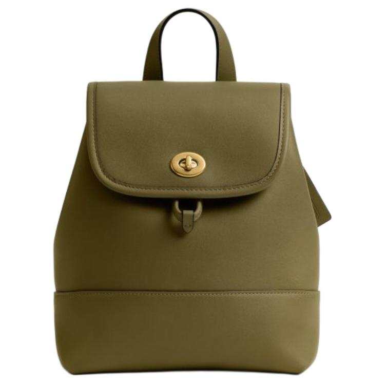 COACH COACH Turnlock Cow Leather Backpack Small Women's Olive Green