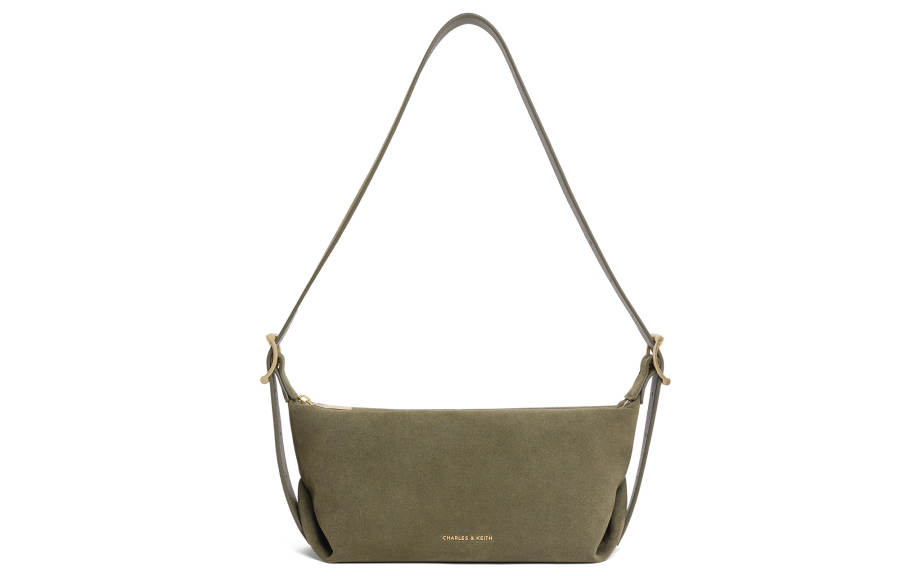 CHARLES&KEITH Synthetic Leather Pillow Bag Shoulder Bag Small Women's Deep Olive Dark Olive/Nutmeg Beige Nutmeg Beige