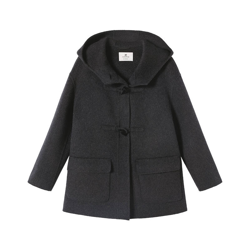 XIANGYING Coats Women's Dark Gray Hooded Moderate Straight Fit