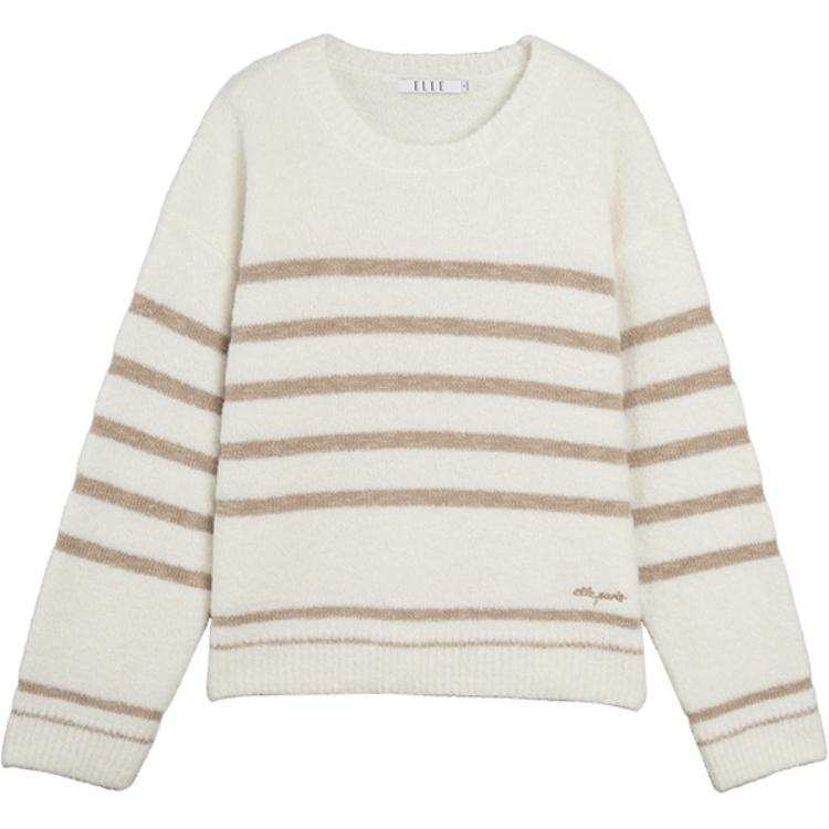 ELLE Sweaters Women's Stripes Crew Neck Moderate Other