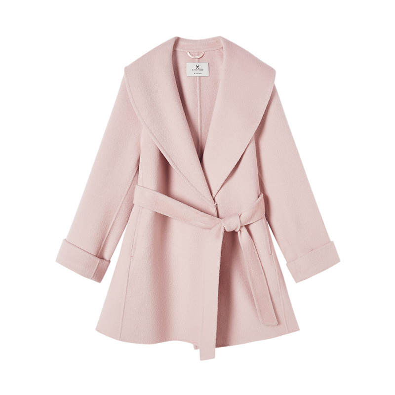 XIANGYING Coats Women's Light Pink Lapel Moderate