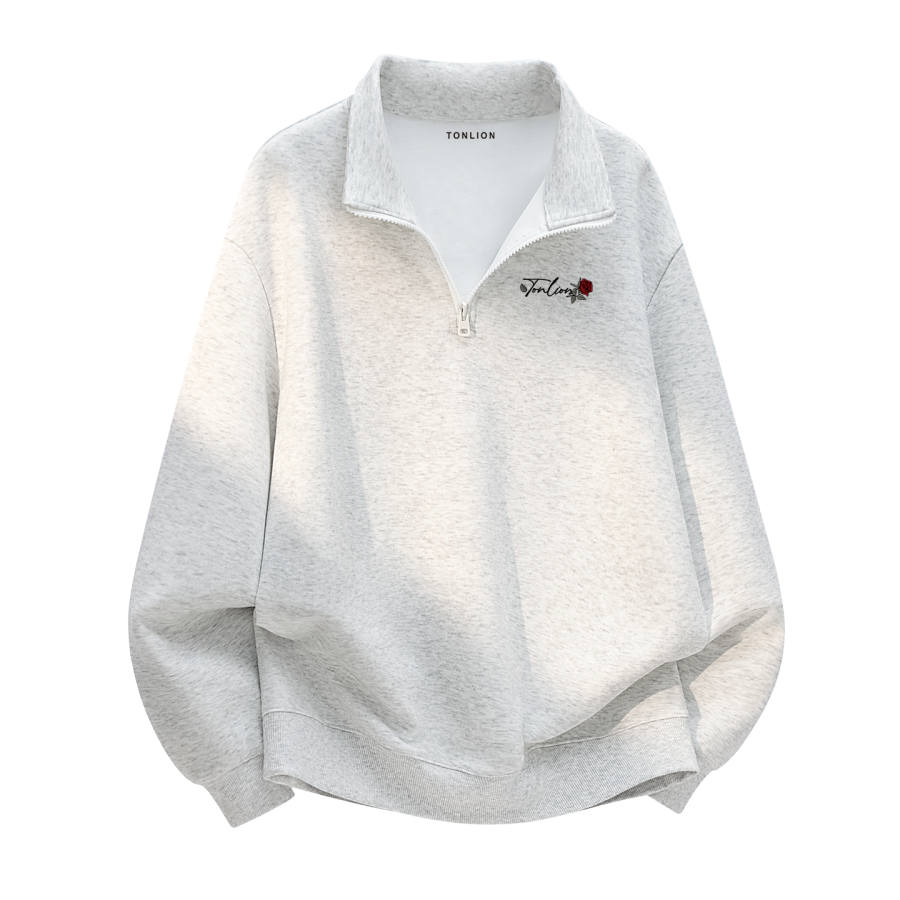 Tonlion Sweatshirts Unisex Stand Collar Moderate Regular