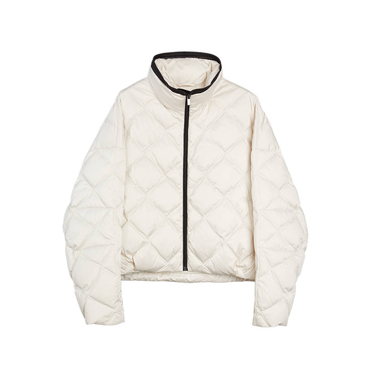 ELLE ELLE Down Jackets Women's Ecru Stand Collar Thickened Puffer Jacket