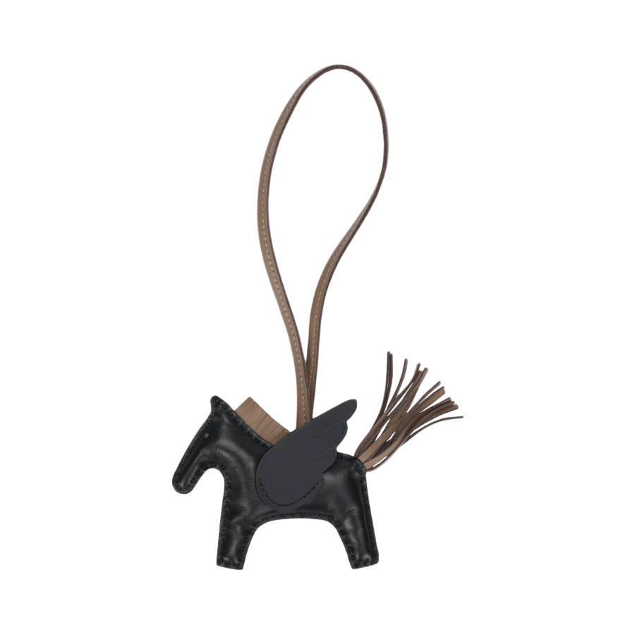 HERMES Rodeo Pegase Calfskin Charms Unisex Black/Elephant Gray