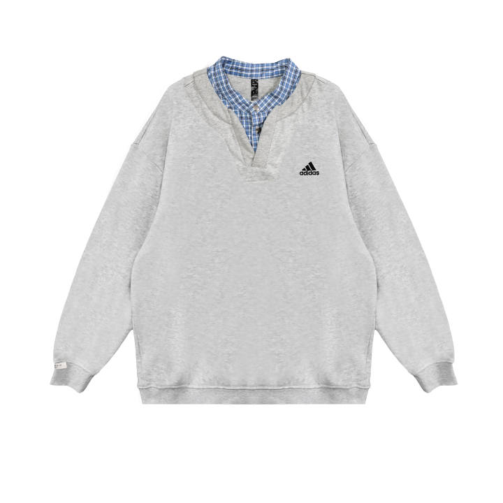 Adidas Adidas Sweatshirts Unisex Light Heather Gray Crew Neck Thickened Regular