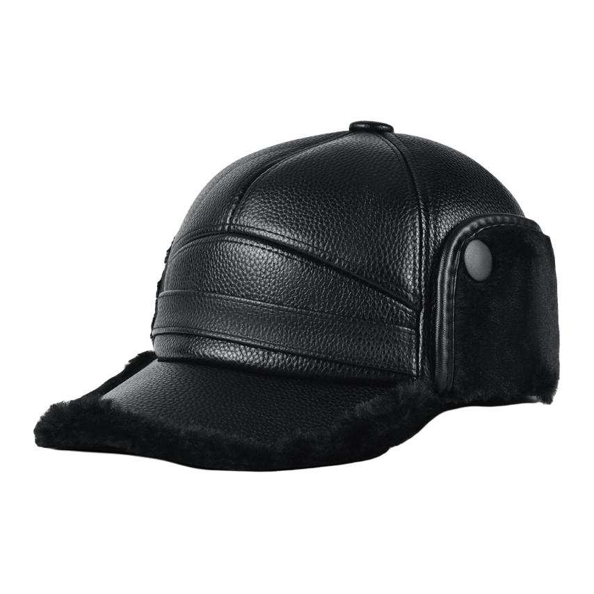 SEPTWOLVES SEPTWOLVES Thickened And Fleece Lined Thermal Windproof Synthetic Leather Trapper Hats Men's