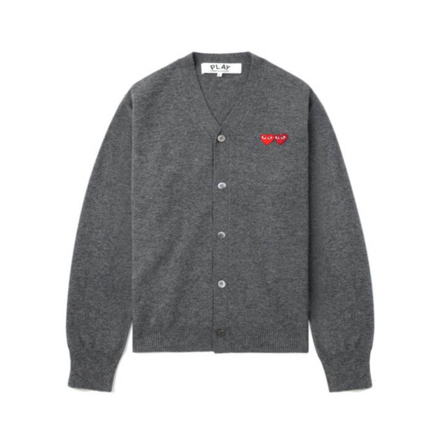 CDG Play Knitwear Unisex Gray V Neck Moderate