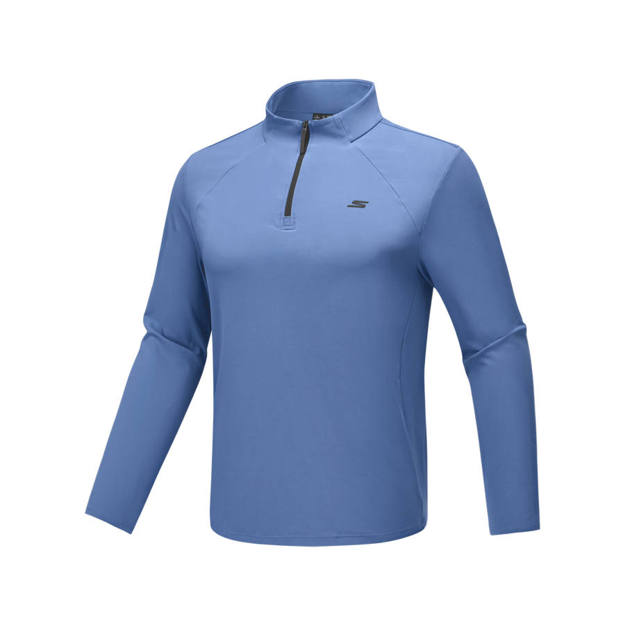 Skechers T Shirts Men's Wine Blue 05YL Stand Collar Moderate