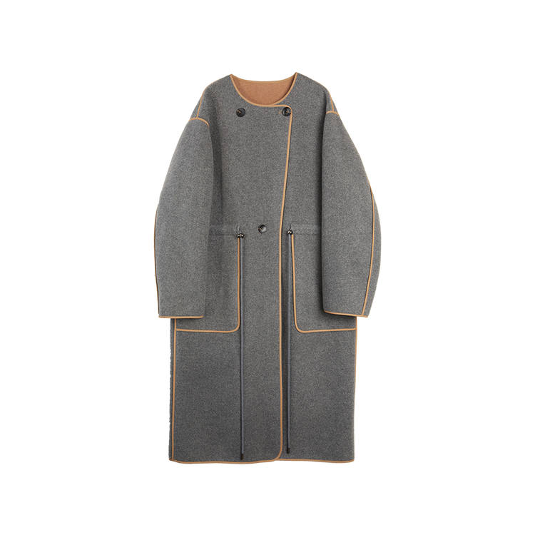 ELLE Coats Women's Dark Gray Collarless Moderate Straight Fit