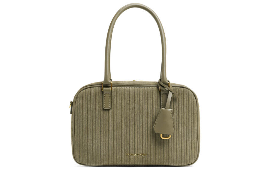 CHARLES&KEITH Synthetic Leather Shoulder Bag Medium Women's Sienna Brown Ochre Brown/Deep Olive Dark Olive