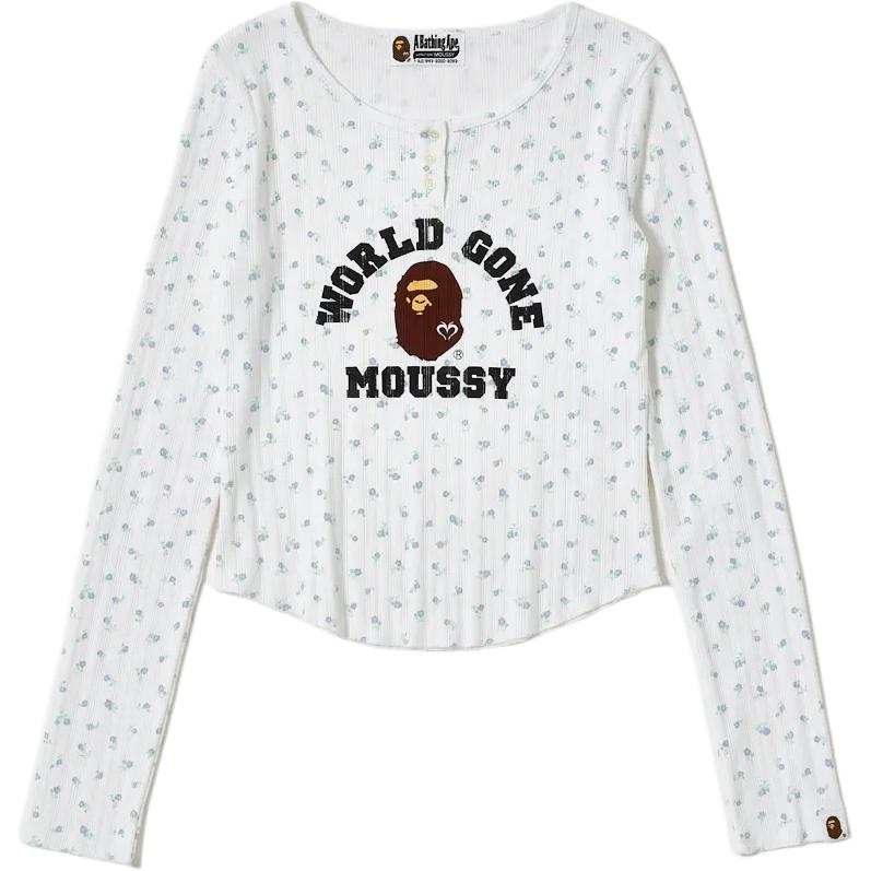 A BATHING APE x MOUSSY Set in Sleeve T Shirt Women's