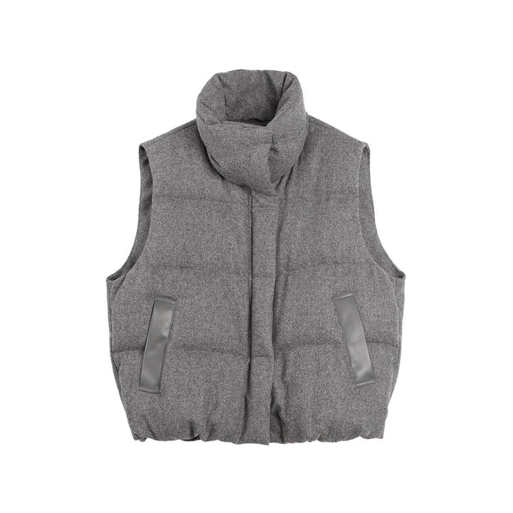ELLE Down Vests Women's Light Gray Stand Collar Moderate