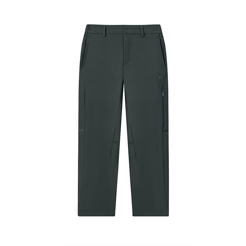 FILA WHITE Casual Pants Men's Dark Green Moderate Straight Fit Pants