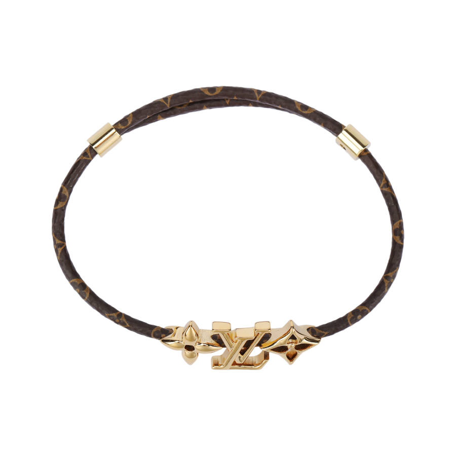 LOUIS VUITTON Leather, Metal Bracelets Women's Brown/Gold