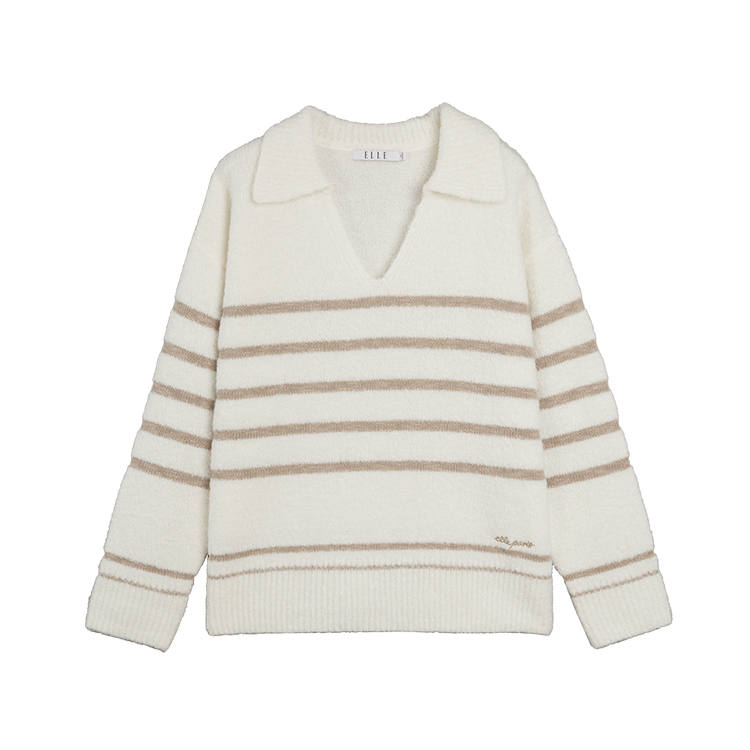 ELLE ELLE Sweaters Women's Ecru Lapel Moderate Other