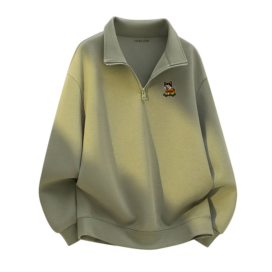 Tonlion Sweatshirts Unisex Stand Collar Moderate Regular
