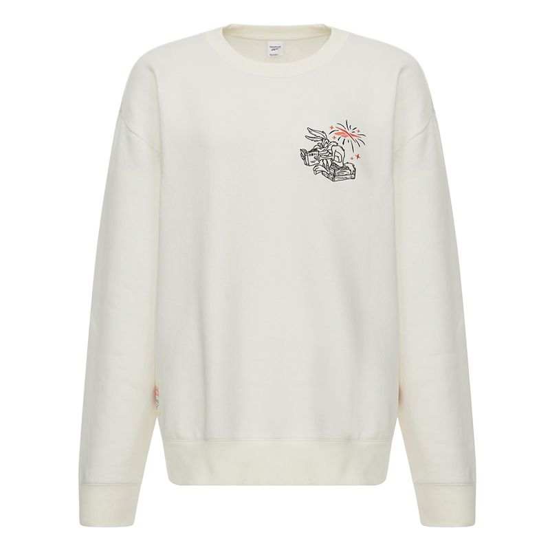 Reebok Sweatshirts Unisex Pink White Crew Neck Moderate Regular