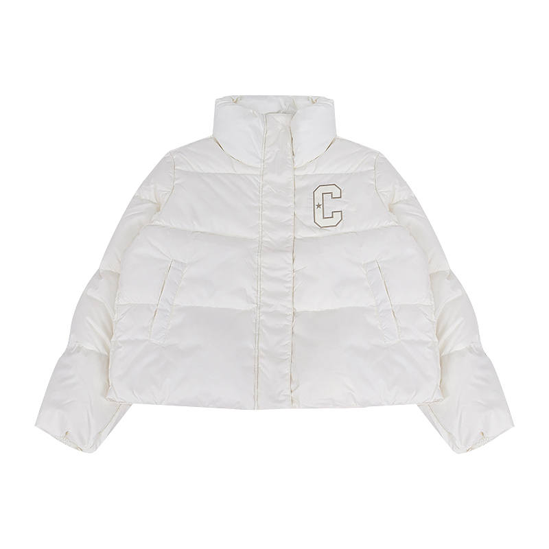 Converse Converse Down Jackets Women's White Stand Collar Moderate Puffer Jacket