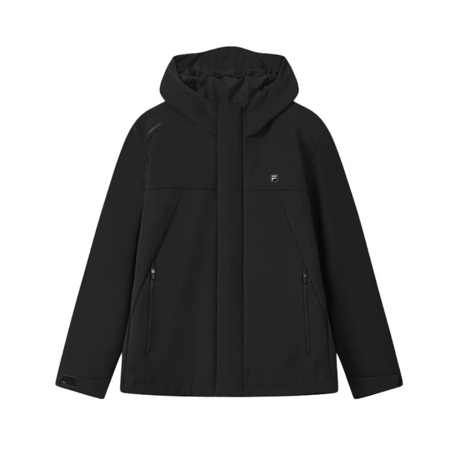 FILA WHITE Jackets Men's Jet Black Hooded Moderate Soft Shell