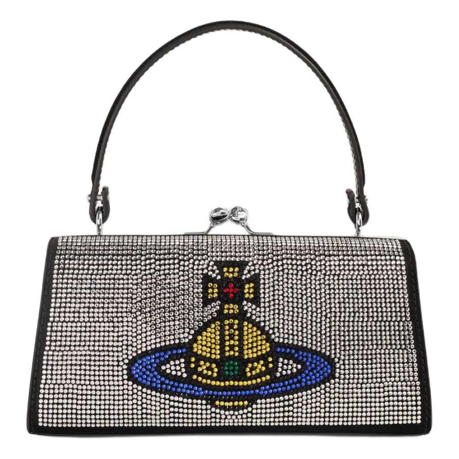 Vivienne Westwood Cow Leather Handbag Extra Large Women's Silver