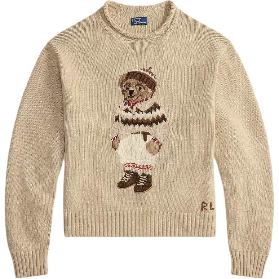 Polo Ralph Lauren Polo Bear Knitwear Loose Fit Women's Dark Color Almond Gray
