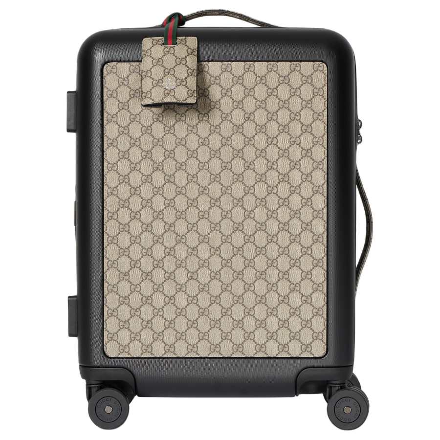 GUCCI Polycarbonate Trolley Bag 20 Inch Unisex Beige & Dark Brown