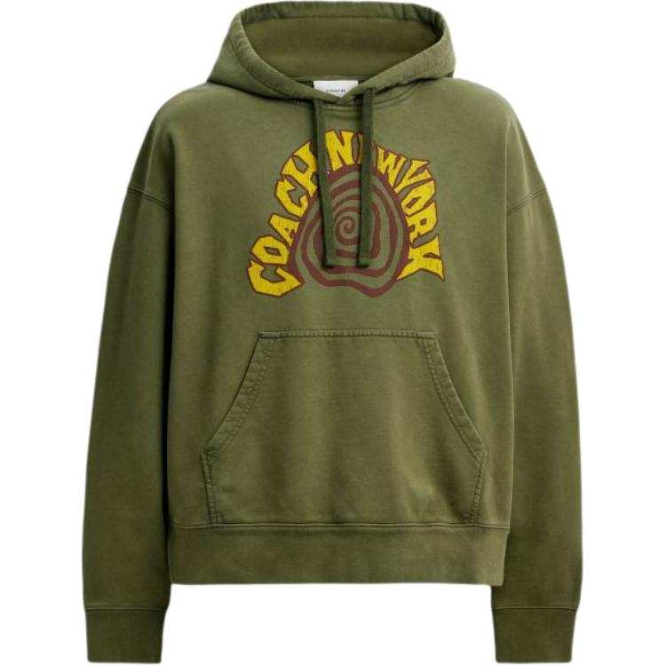 COACH COACH Sweatshirts Men's Green Hooded Moderate Regular