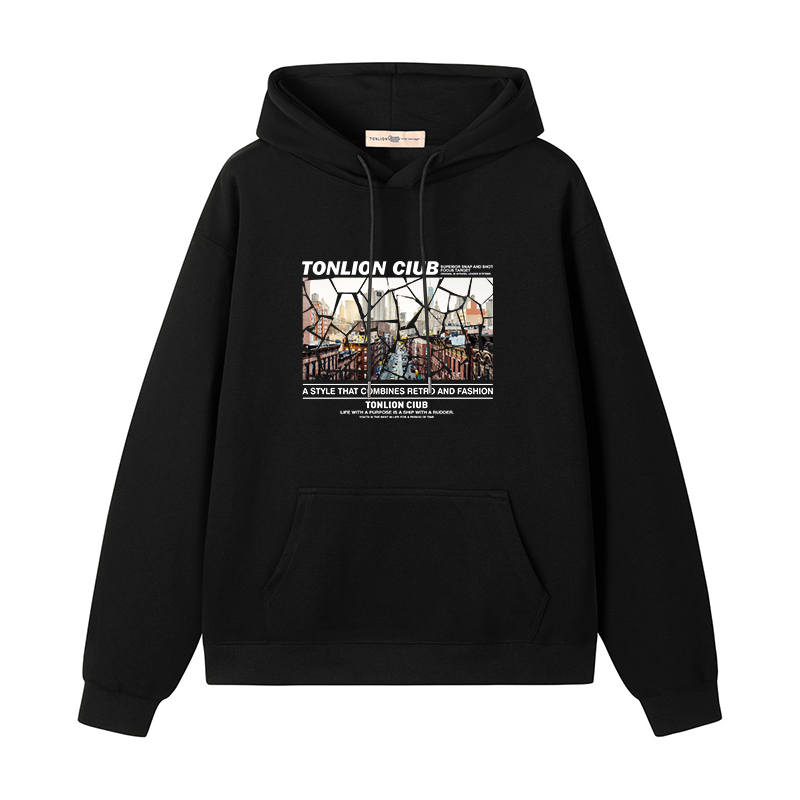 Tonlion Sweatshirts Unisex Hooded Moderate Heavyweight