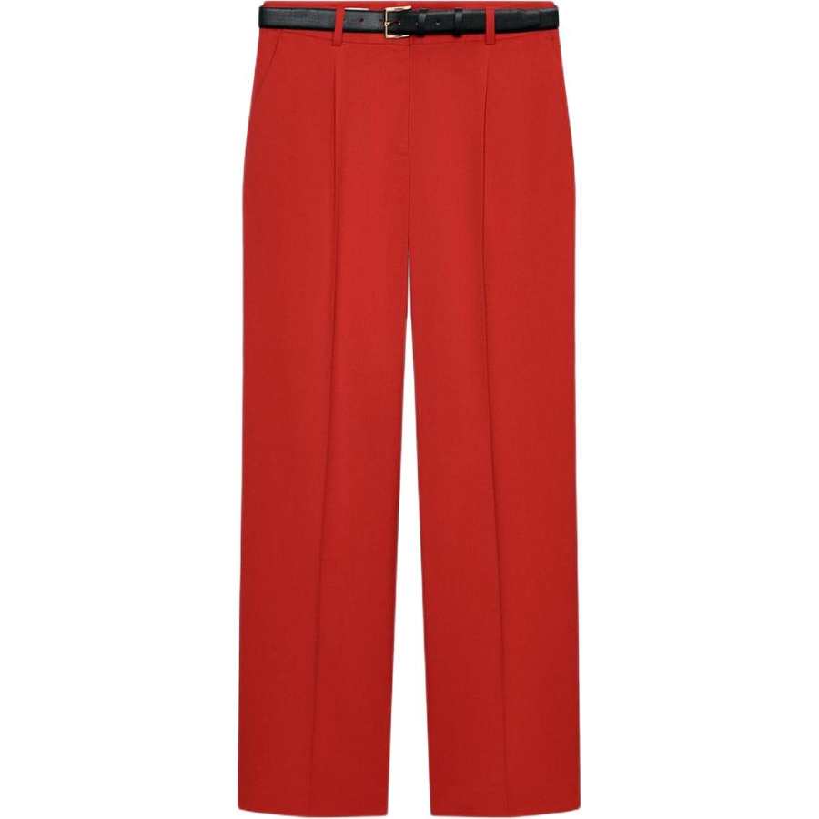 ZARA Casual Pants Women's Dark Red Moderate Straight Fit Pants