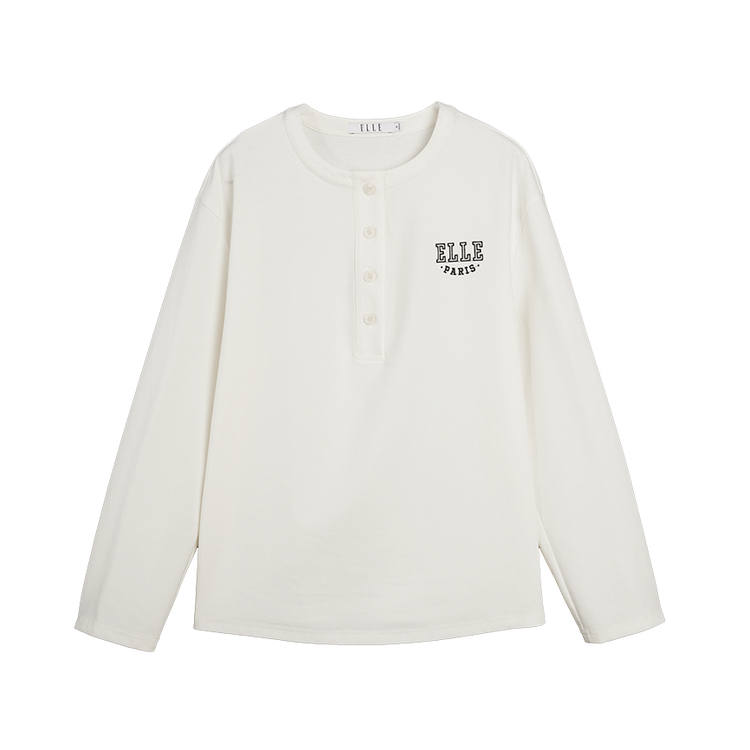 ELLE T Shirts Women's White Crew Neck Moderate Straight Fit