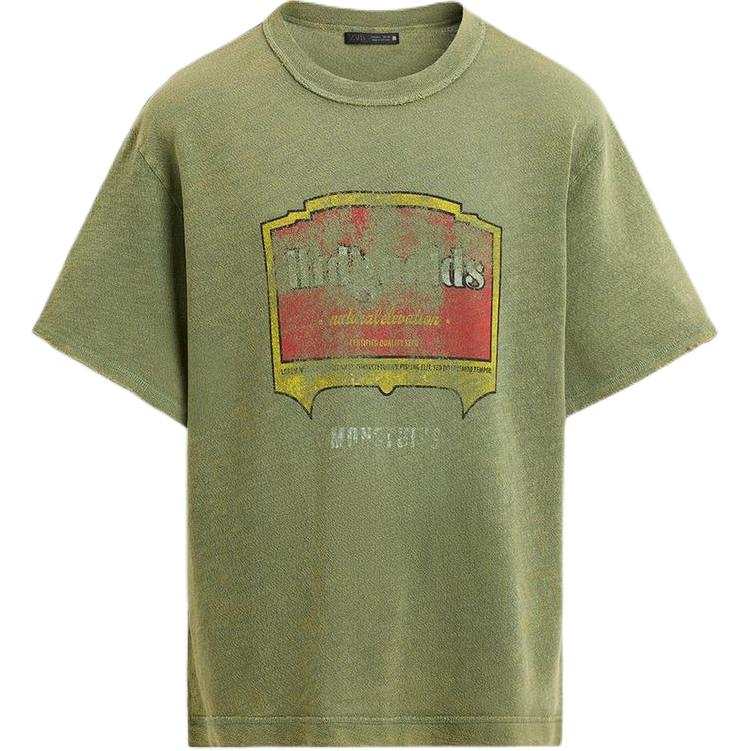ZARA T Shirts Men's Green Crew Neck Moderate