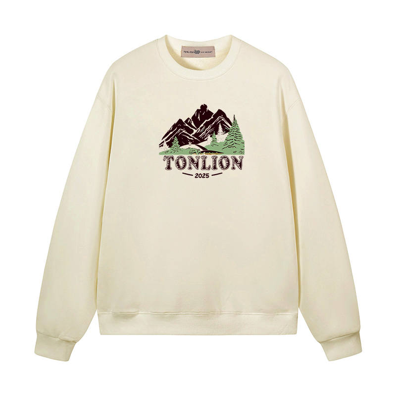 Tonlion Sweatshirts Unisex Crew Neck Moderate Heavyweight