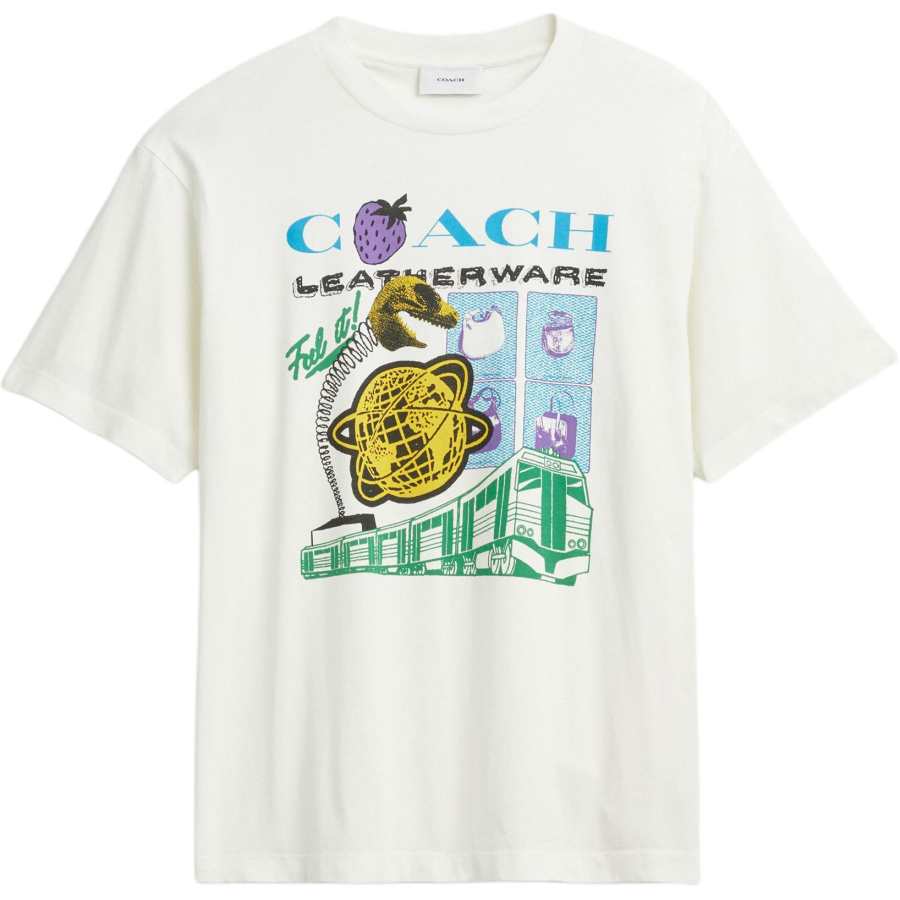 COACH T Shirts Unisex White Crew Neck Moderate Straight Fit