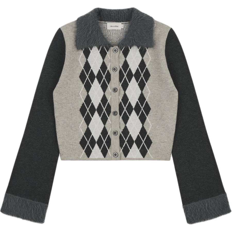 GOOD BAI FW25 Knitwear Unisex Gray/Plaid Lapel Moderate Other
