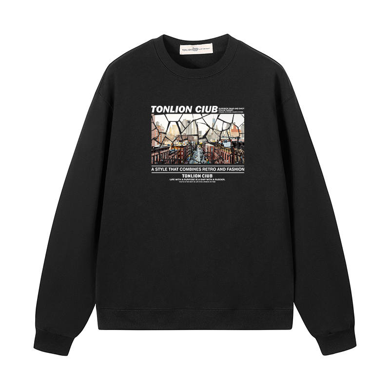 Tonlion Sweatshirts Unisex Crew Neck Moderate Heavyweight