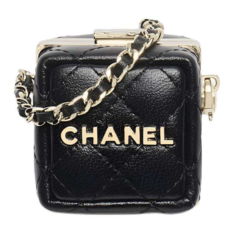 CHANEL Charm Lambskin Pendant Bag Accessories Mini Unisex Black