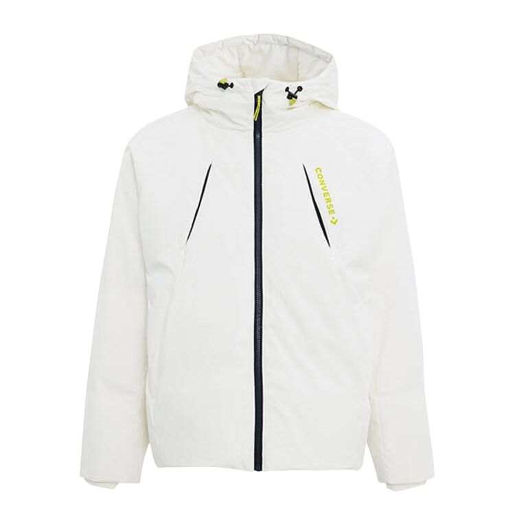 Converse Converse Down Jackets Men's White Hooded Moderate Puffer Jacket