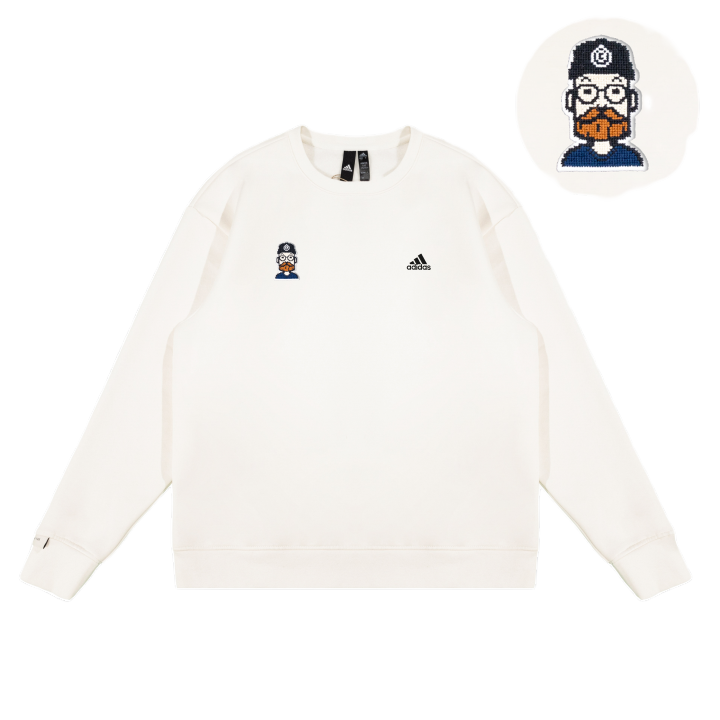 Adidas Adidas LABEL Sweatshirts Unisex White Crew Neck Moderate Regular
