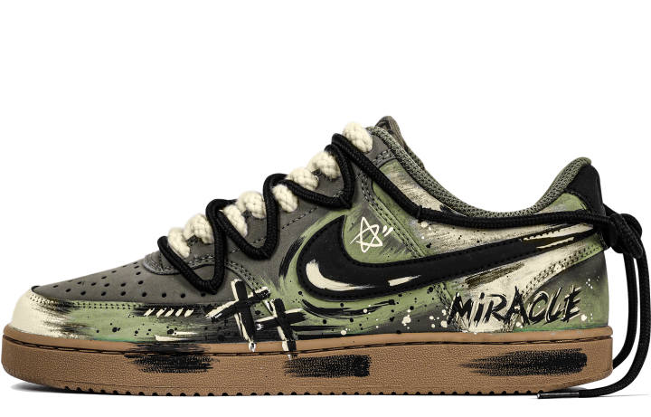 Nike Nike Court Vision 1 Low City Wander, Distressed Ink Splatter, Hand Drawn, Graffiti, Commute Shoes Comfortable