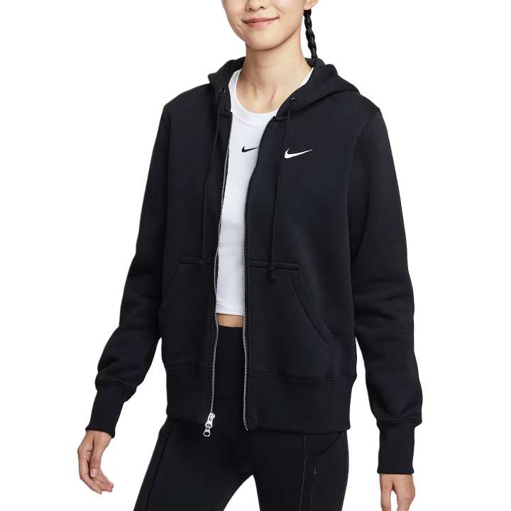 Nike Nike Sportswear Phoenix Fleece Hooded Solid Color Zippers Fleece Lined Long Sleeved Jacket Women's