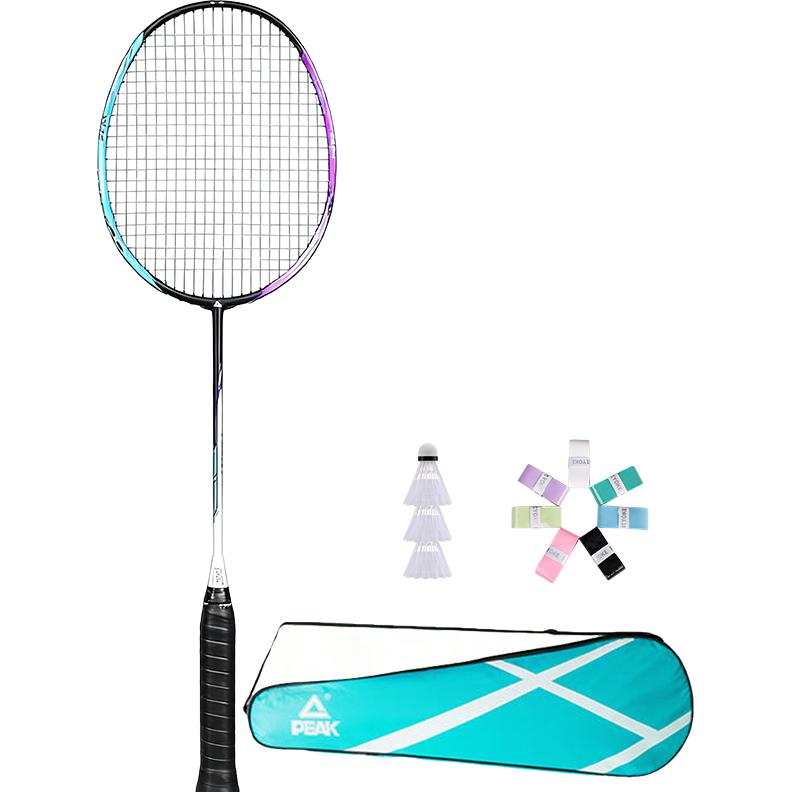 PEAK Full Carbon Badminton Rackets Control Type All around Defense Advanced Level 675mm Unisex 5U/G5 Black Purple