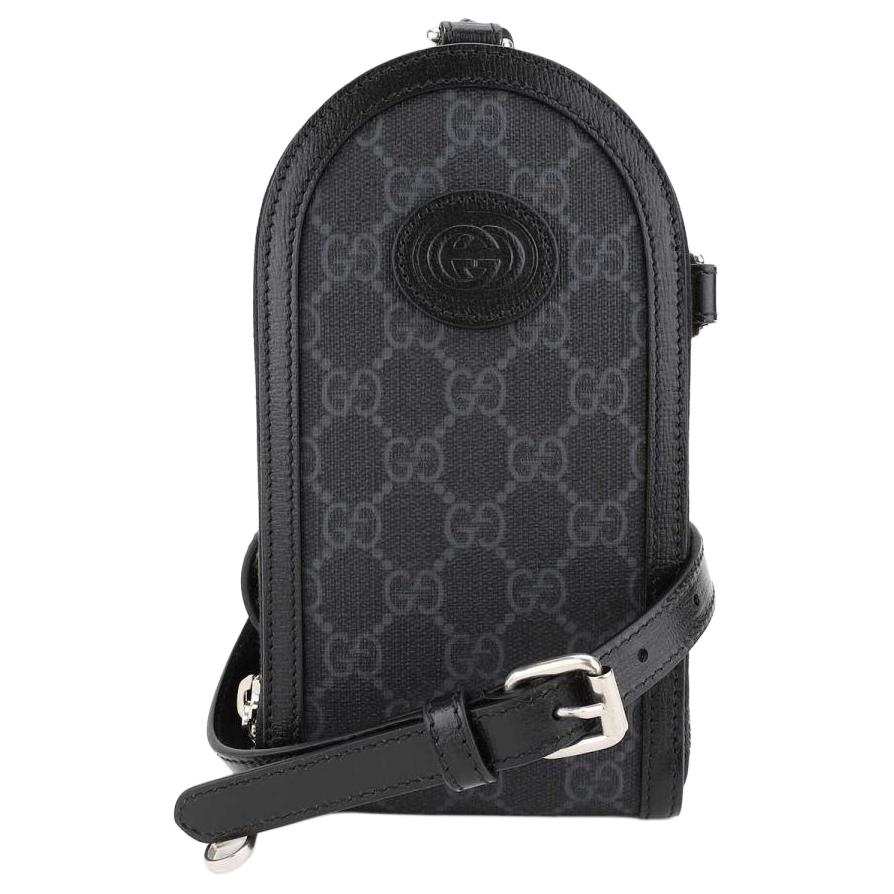 GUCCI Coated Canvas Shoulder Bag Unisex Black