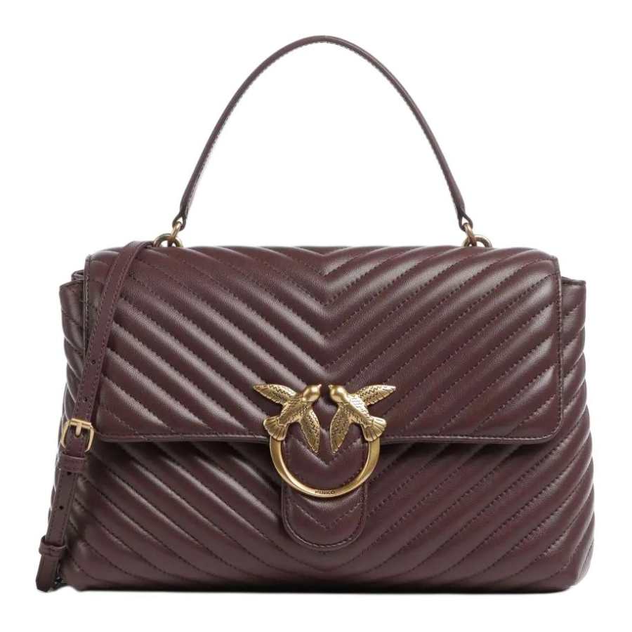 PINKO Sheepskin One Shoulder Handbag Women's Brown