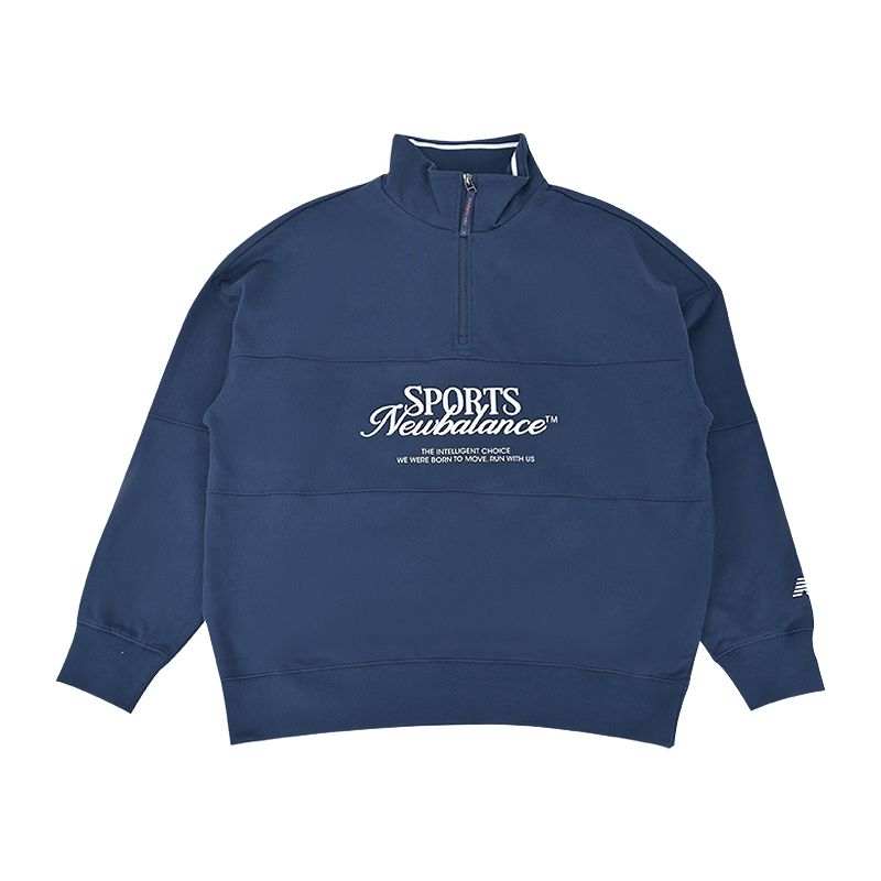 New Balance New Balance Sweatshirts Men's Marine Blue Stand Collar Moderate