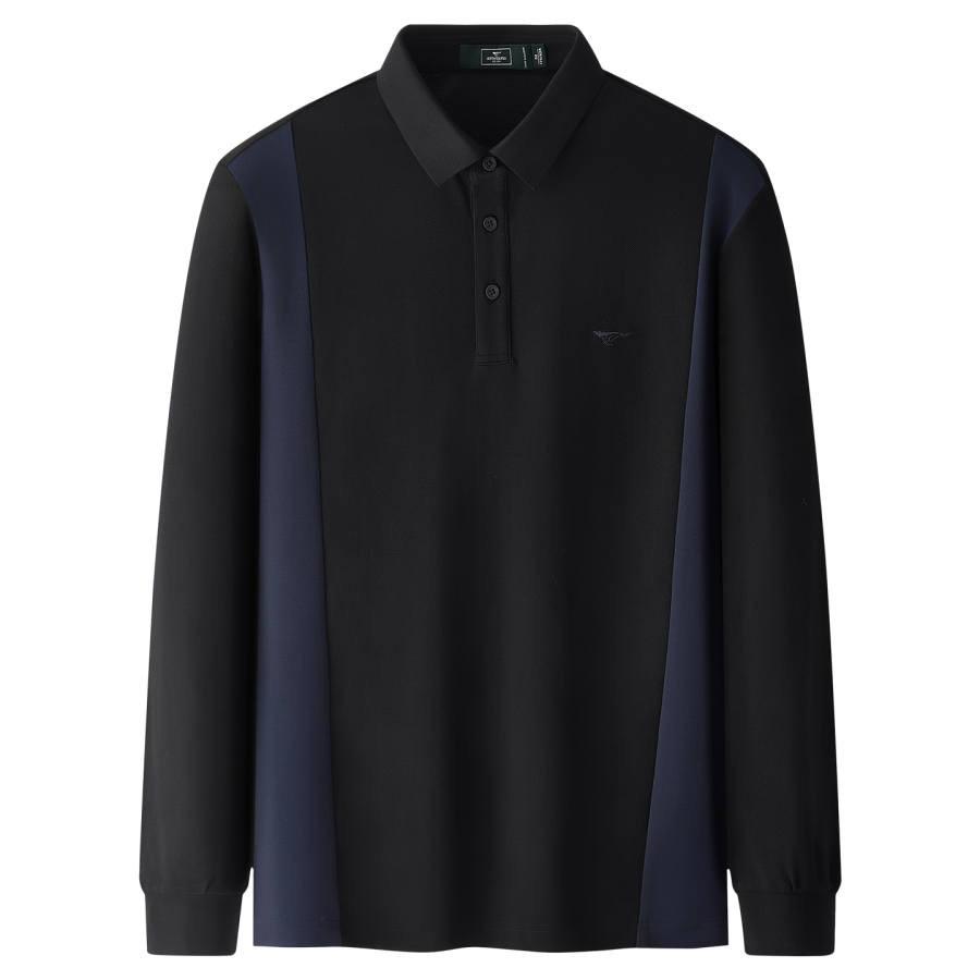 SEPTWOLVES Polo Shirts Unisex Black Polo Collar Moderate Straight Fit