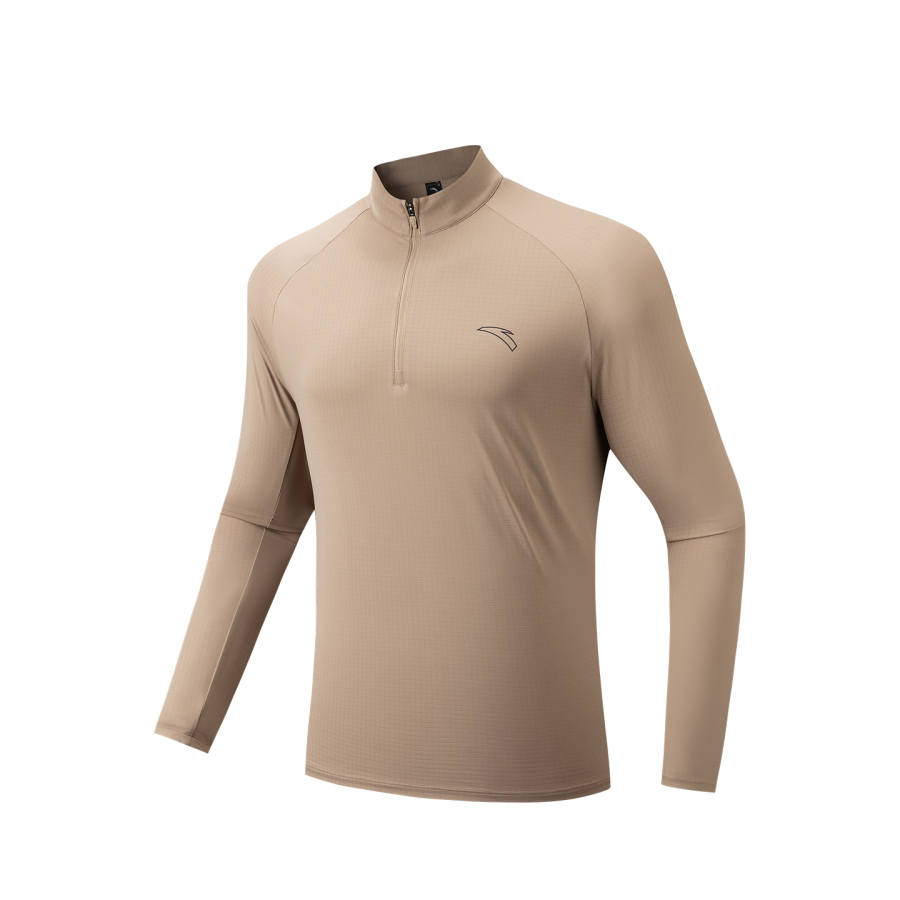 ANTA T Shirts Men's Wheat Khaki 2 Stand Collar