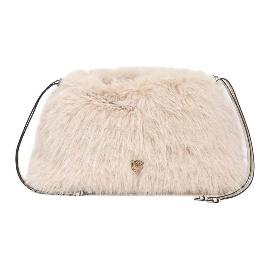 PINKO Faux Fur Shoulder Bag Women's White